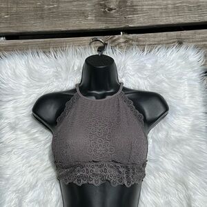 Aerie Bralette Lace Top Gray Size Small
